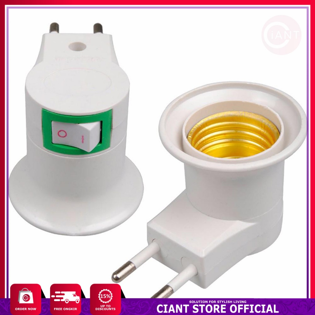 ADAPTOR LAMPU GANTUNG DINDING FITTING COLOKAN BOHLAM SOKET PORTABLE