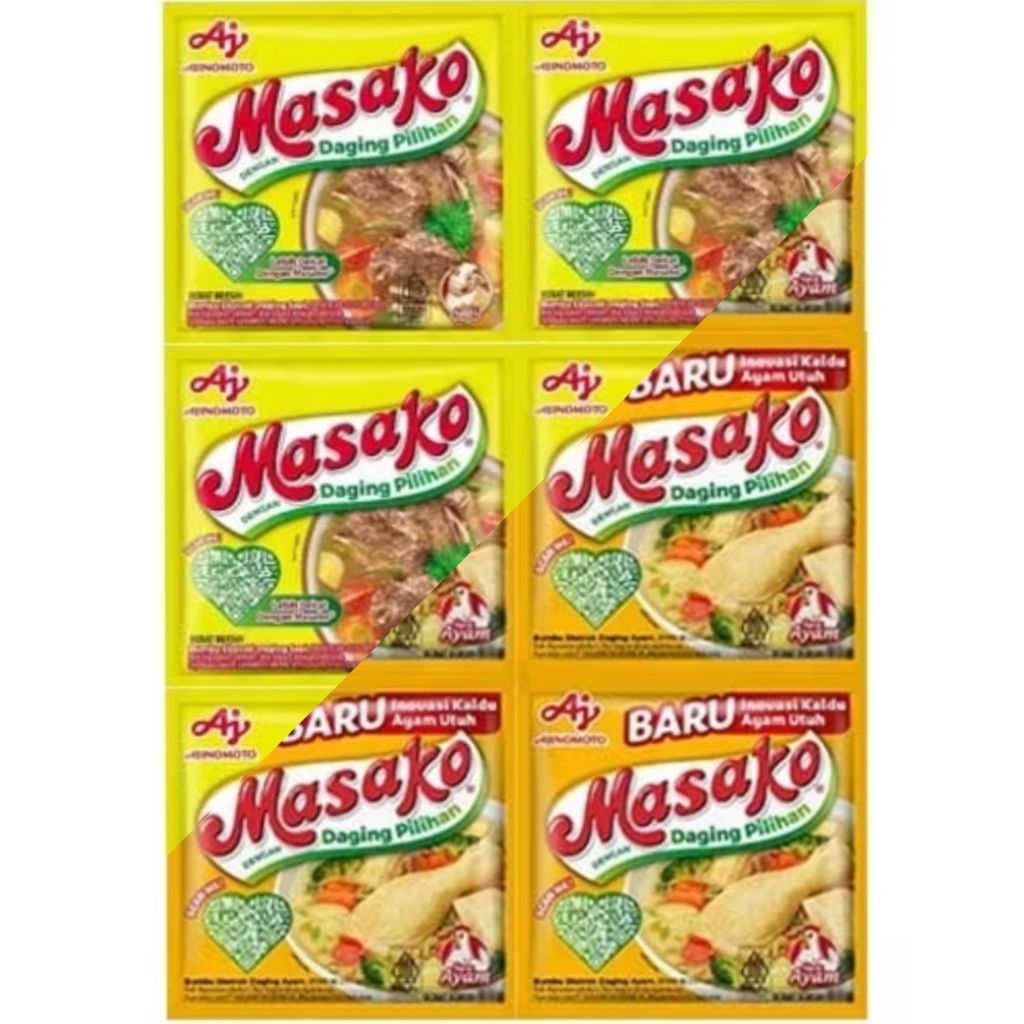 

MASAKO 8.5 GR. Rentengan/renceng(12 bks) kaldu masak ayam dan sapi halal