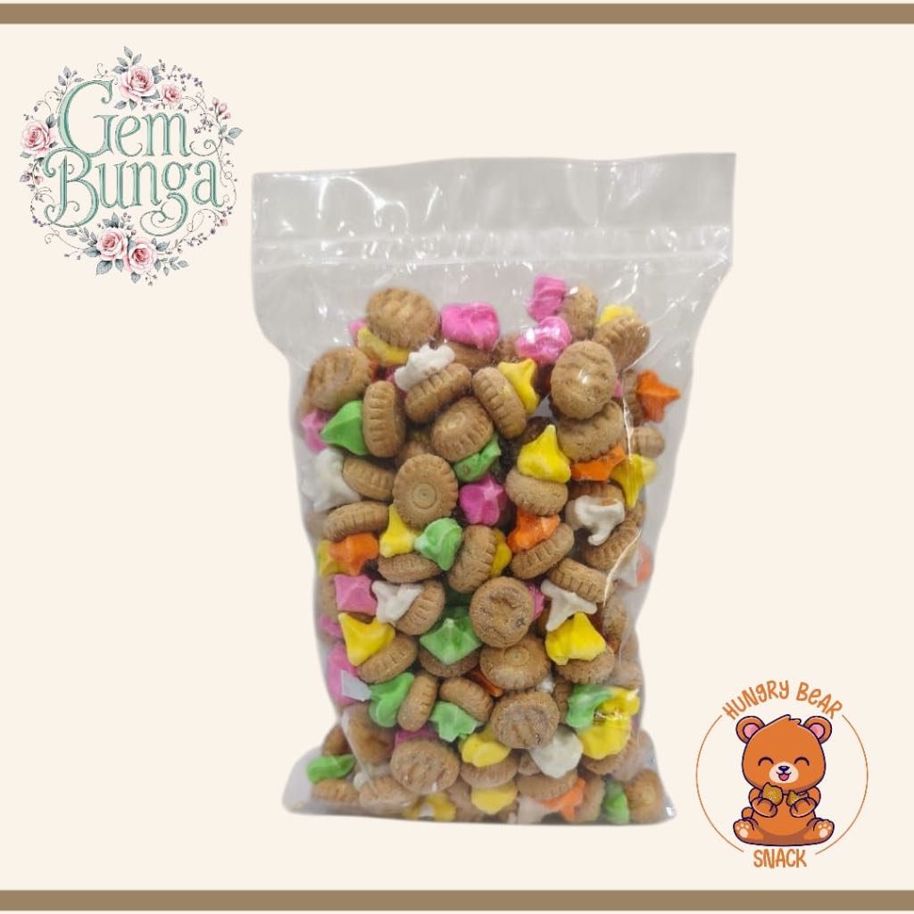 

Biscuit Gem Bunga 250 gr - Hungry Bear Snack - enak, renyah - cemilan, snack, biskuit