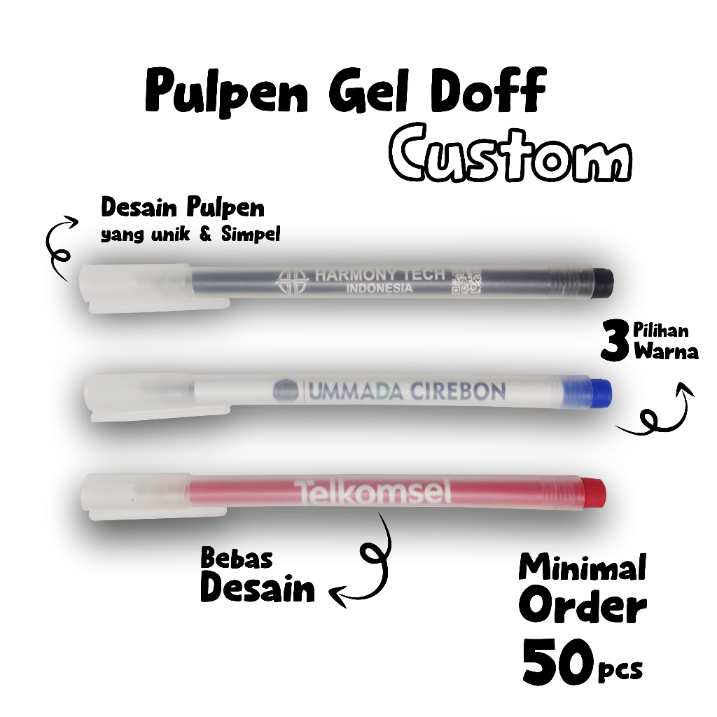 

Pulpen Gel Custom Doff Promosi Souvenir | Bolpoin Custom Logo Tulisan Pena Lucu Pernikahan Warna Warni Murah