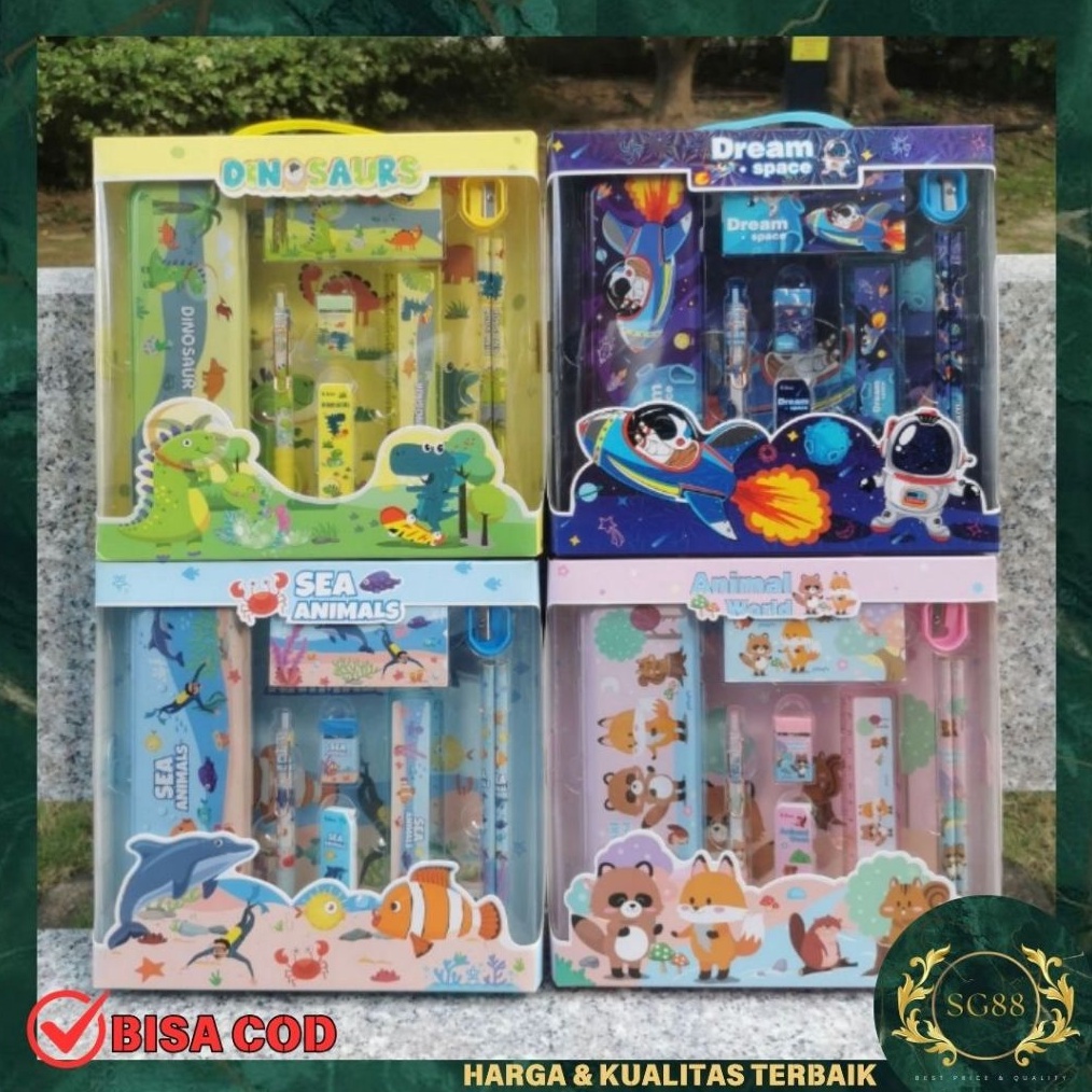 

KODE L39S SG17 Paket Alat Tulis Set 9 in 1 Stationary Set Alat Tulis Sekolah isi 9 pcs Perlengkapan Sekolah Lengkap Anak SD Paket Alat Tulis Motif Karakter Lucu
