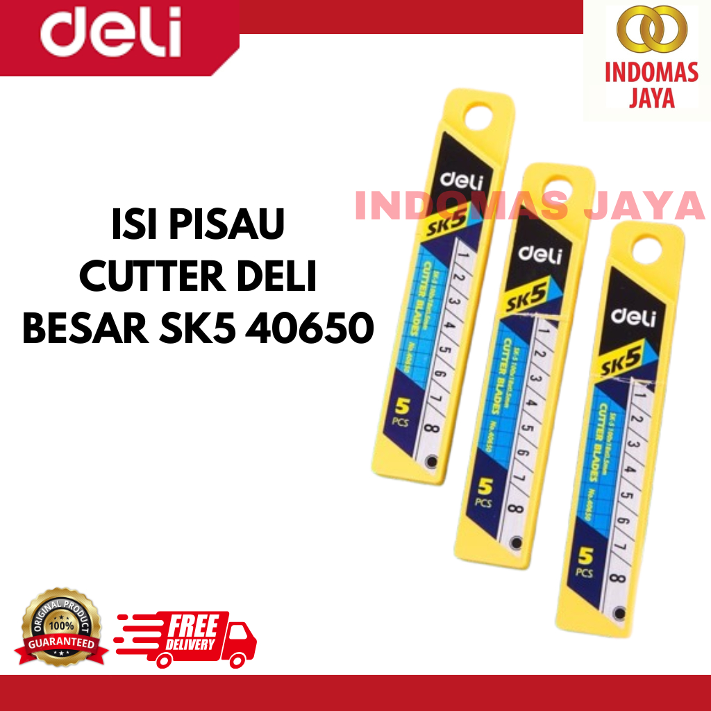 

REFILL ISI PISAU CUTTER BESAR L-150 L 500 BLADE BESAR SK5 DELI 40650 TEBAL SET ISI 5 PCS