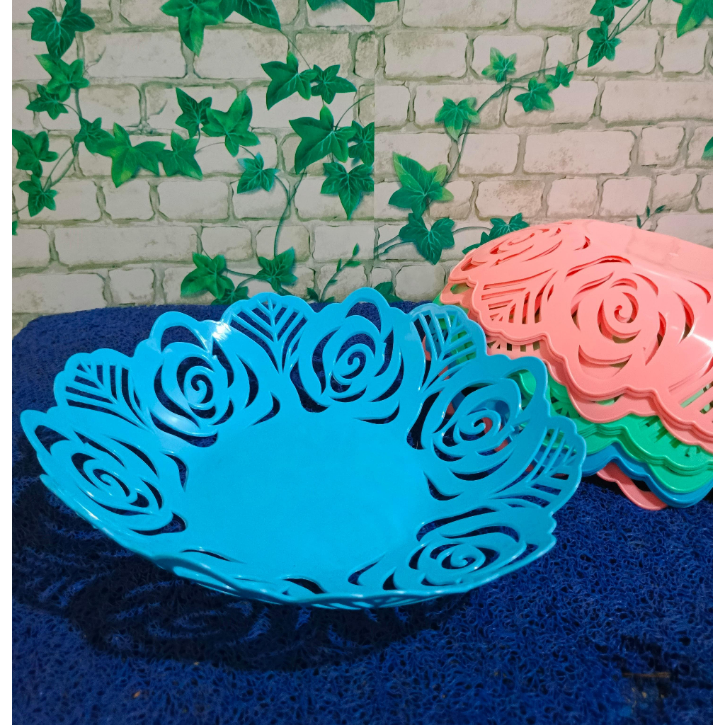 Piring Plastik (28CM) ROSALINDA Motif mawar /Piring plastik  / food grade / piring plastik piring ma