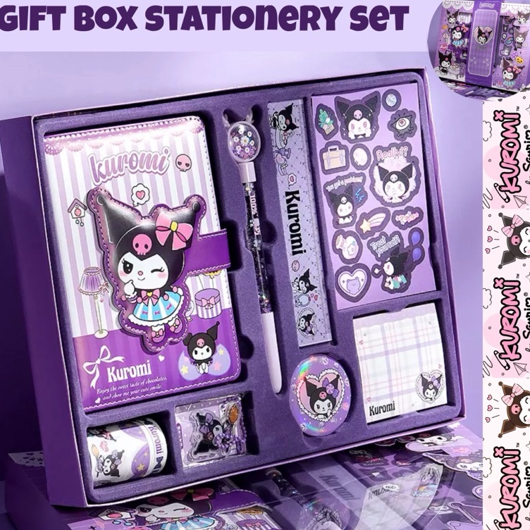 

KODE P59V ST1 set notebook agenda set alat tulis gift box hadiah kuromi my melody notebook penggaris sticker memo vs