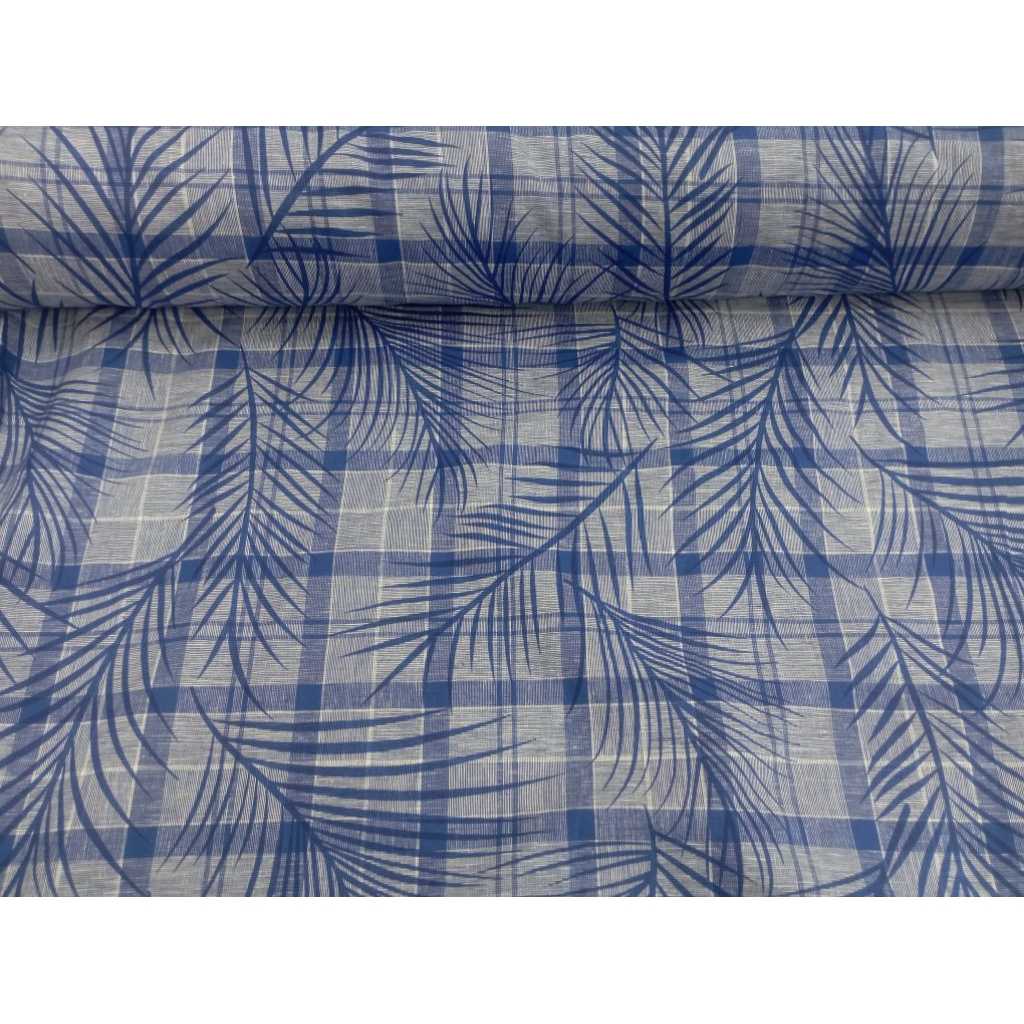 Bahan Kain Katun Denim Import Motip Daun