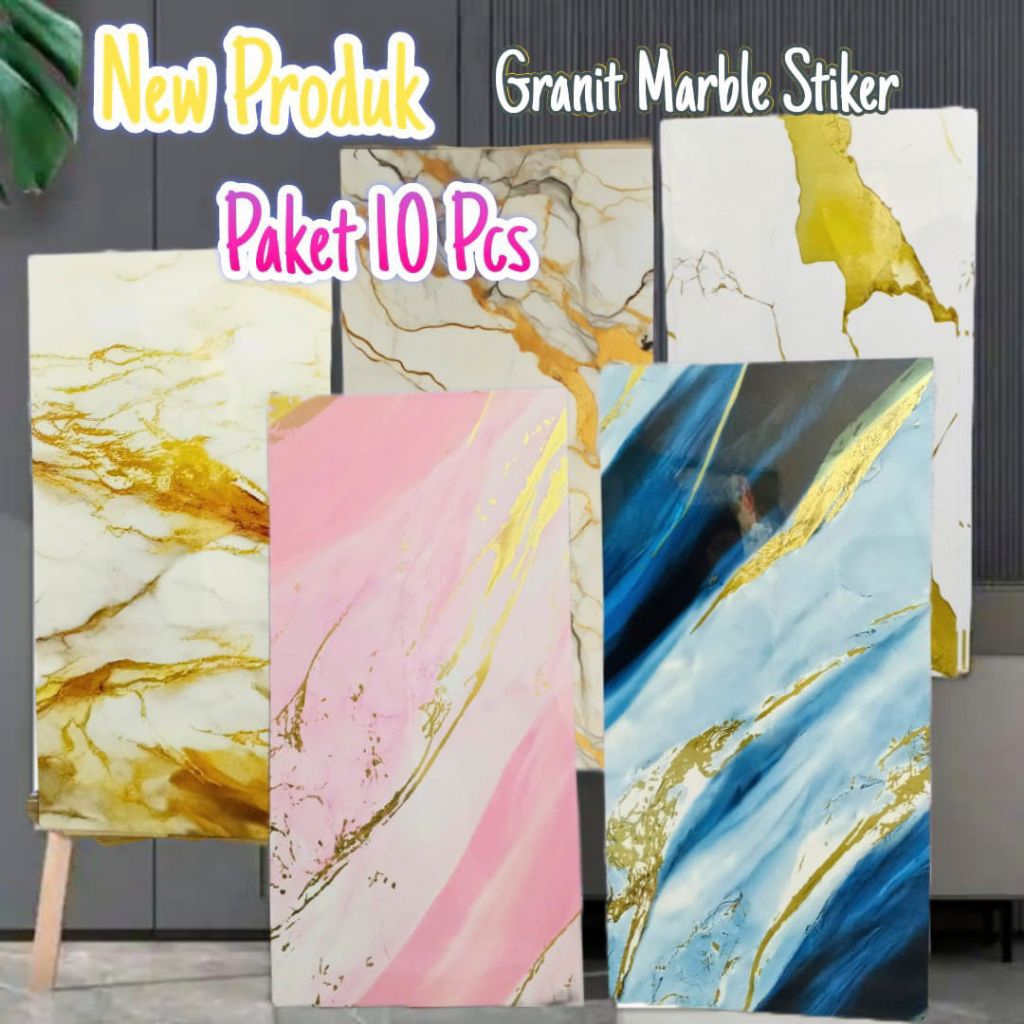 Granit Marble Stiker Premium Quality / Wallpaper Granit Marble Dinding ( 30cm × 60cm ) 10pcs