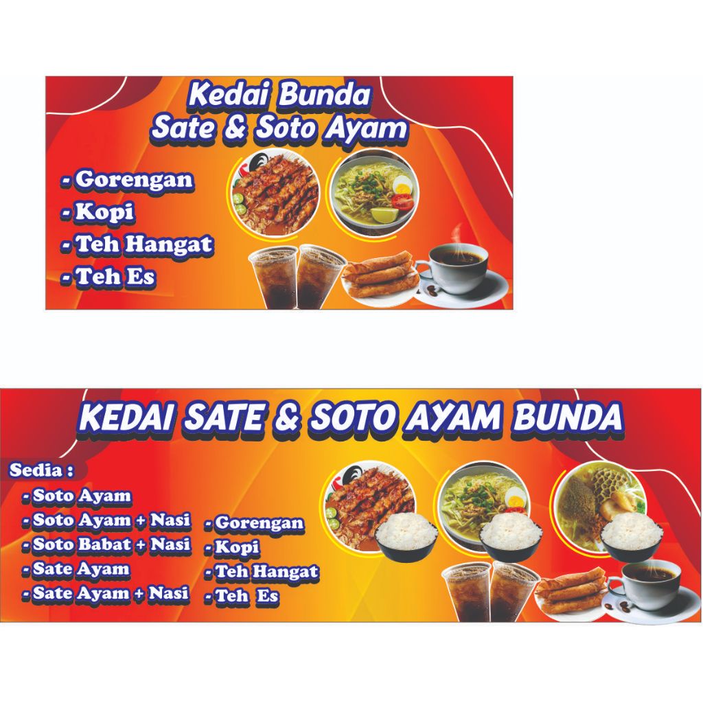 SPANDUK SOTO SATE/GANTI NAMA TOKO/ UKURAN CUSTOM