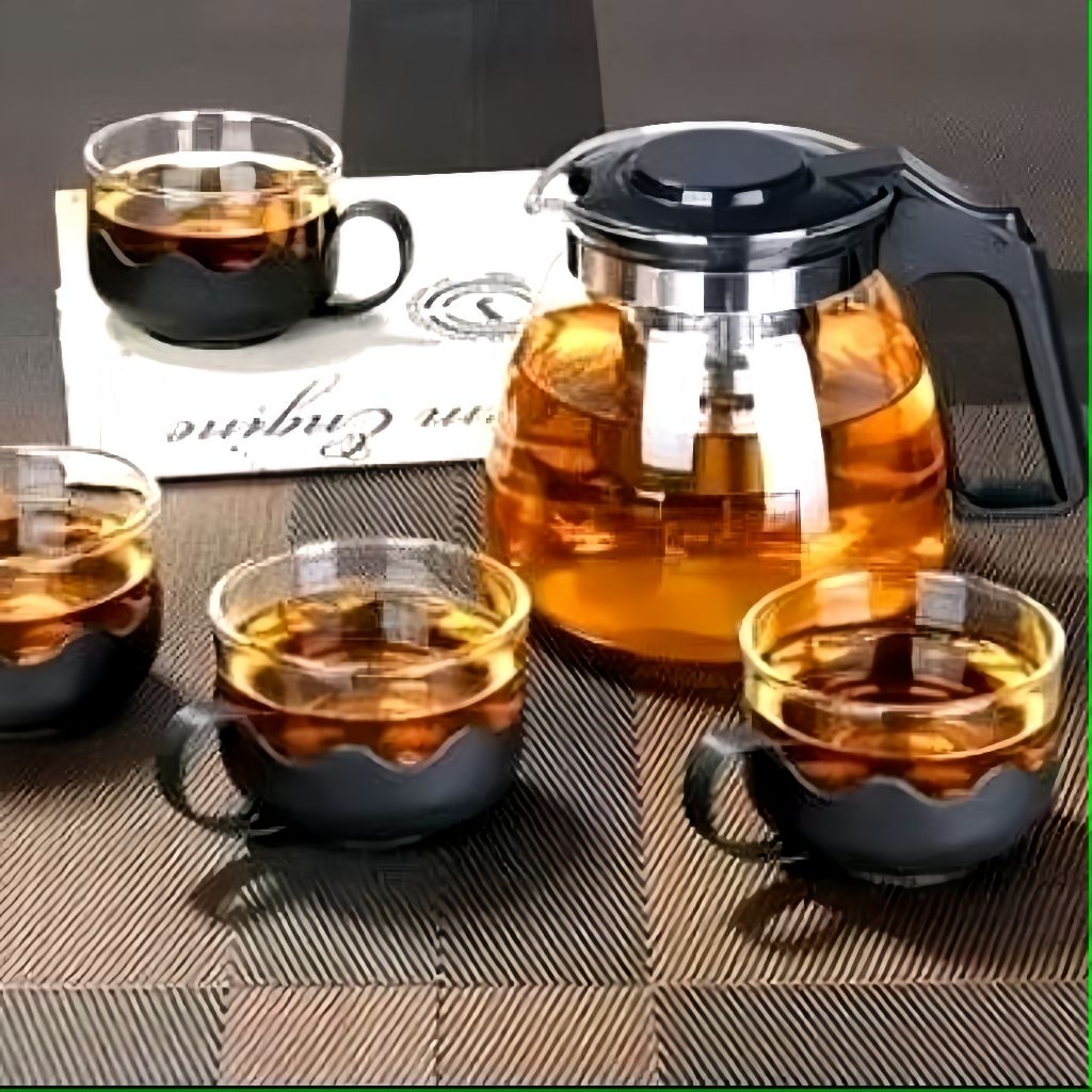 TEAPOT HITAM + SARINGAN teko cangkir set warna hitam