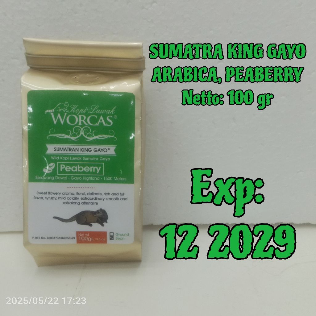 

GFD WORCAS BALI KING, SUMATRA KING GAYO ARABICA, MANDHELING KING, NONBOX 100 GR, ORINAL WILD LUWAK
