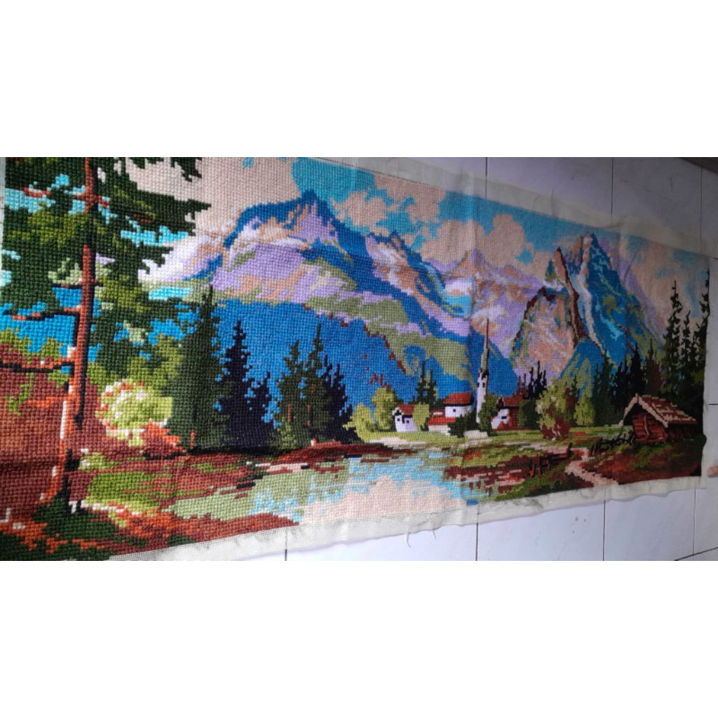 hiasan dinding kristik pemandangan ukuran 45x120cm