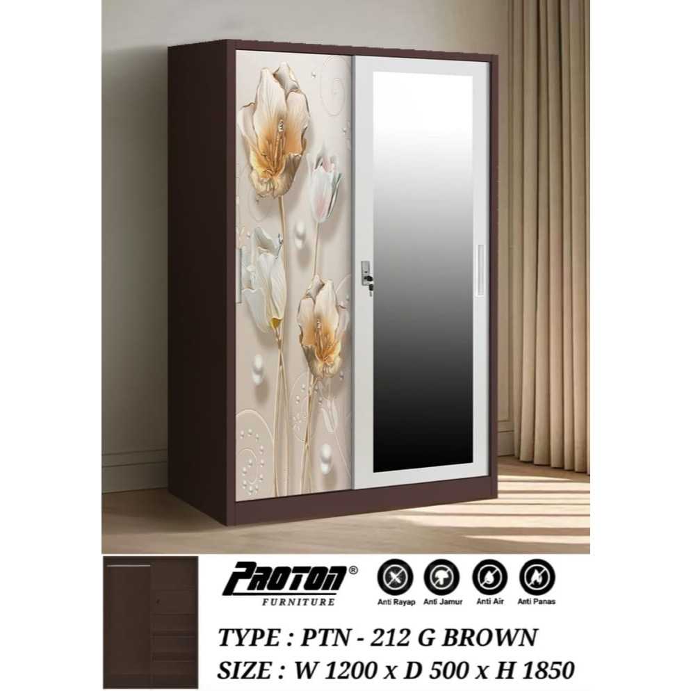 Lemari Pakaian Besi 2 Pintu Sliding/Geser