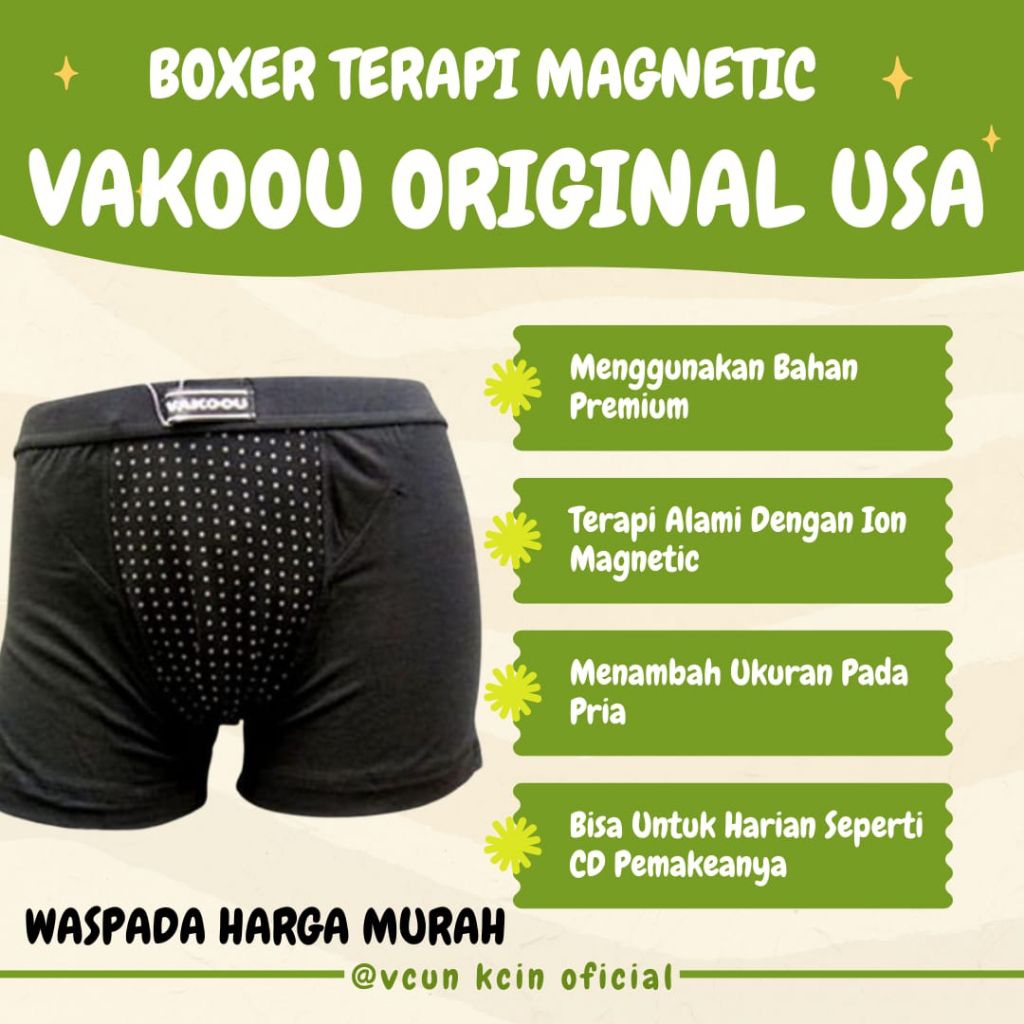 Vakoou Asli Celana Dalam Boxer Magnet Terapi Pembesar Kesehatan Pria Dewasa ORI Terbukti Ampuh