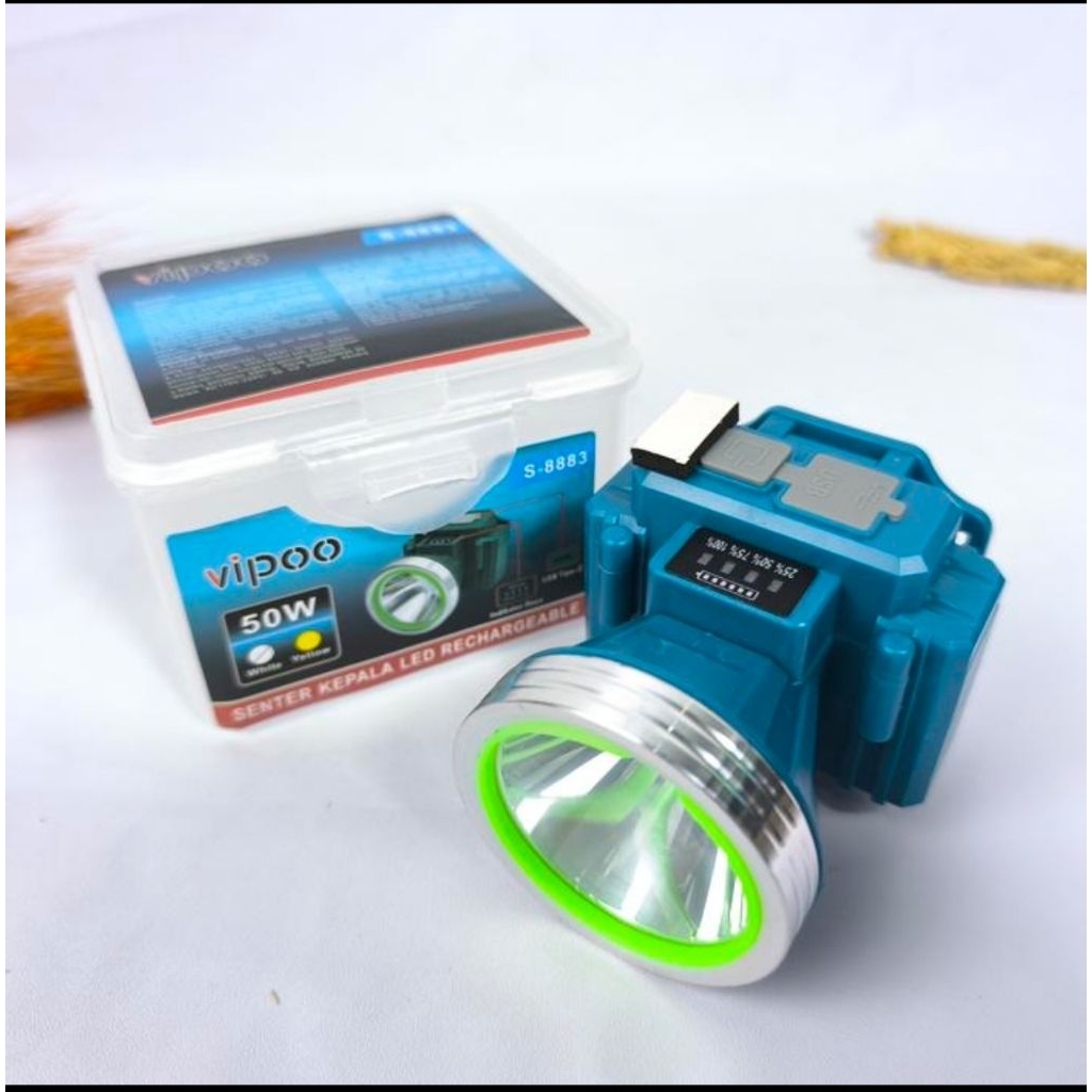 Senter Kepala  Vippo 50 Watt S-8883 cahaya putih.