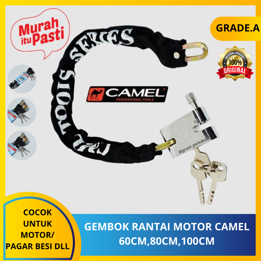 GEMBOK RANTAI MOTOR CAMEL 60CM ,80CM,100CM LAPIS KAIN KUNCI SEPEDA. [A][#GEMBOK RANTAI MOTOR CAMEL]