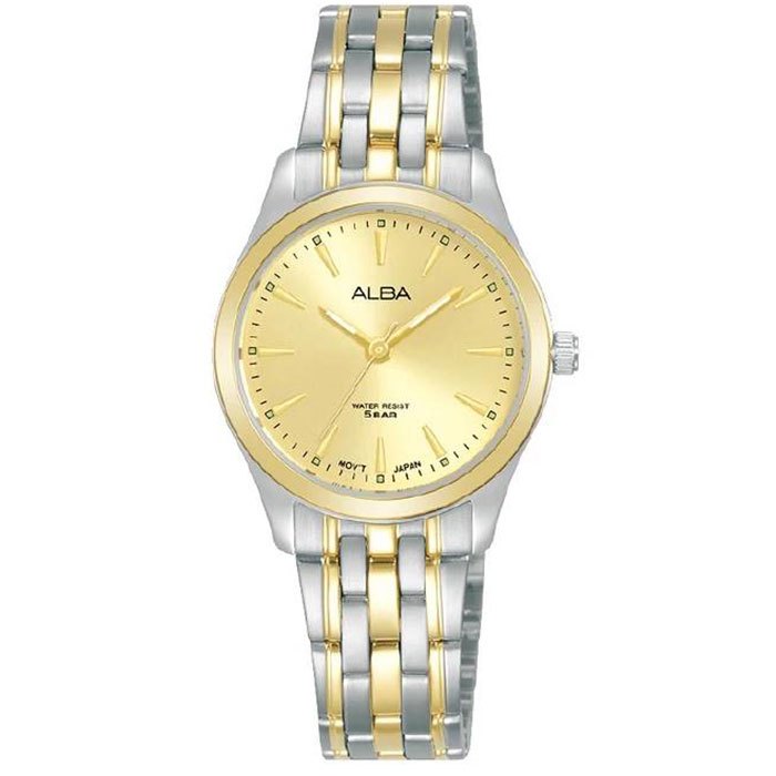 Alba ARX134 ARX134X1 Jam Tangan Wanita Quartz Baterai Analog Dial Emas Stainless Original