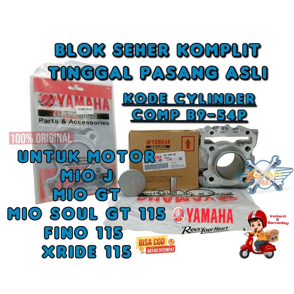 ORI BLOK SEHER + TOP SET KOMPLIT TINGGAL PASANG ASLI YAMAHA 54P MIO J/ MIO GT113