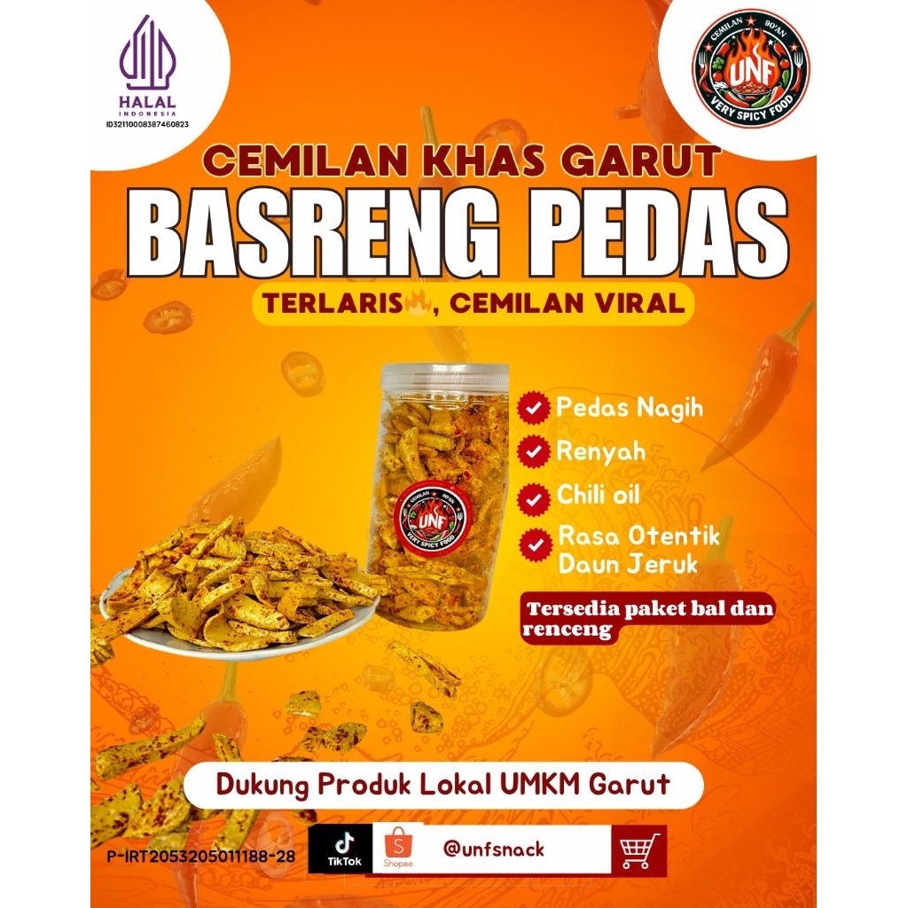

Basreng koin /basreng Chili oil/basreng daun jeruk/basreng bandung/basreng murah/unf snack Basreng 1kg special daun jeruk