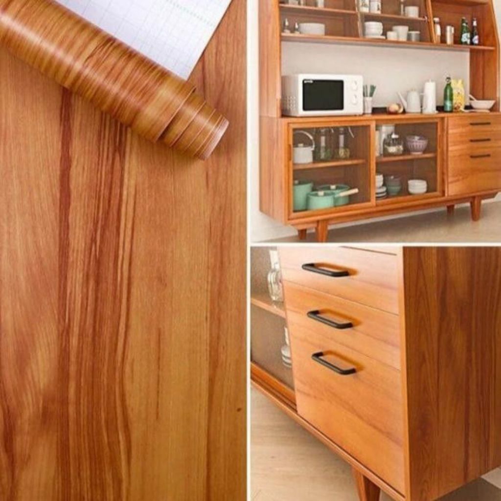PVC Sheet Serat Kayu Stiker Motif Serat Kayu Elegant Anti Air Dan Minyak