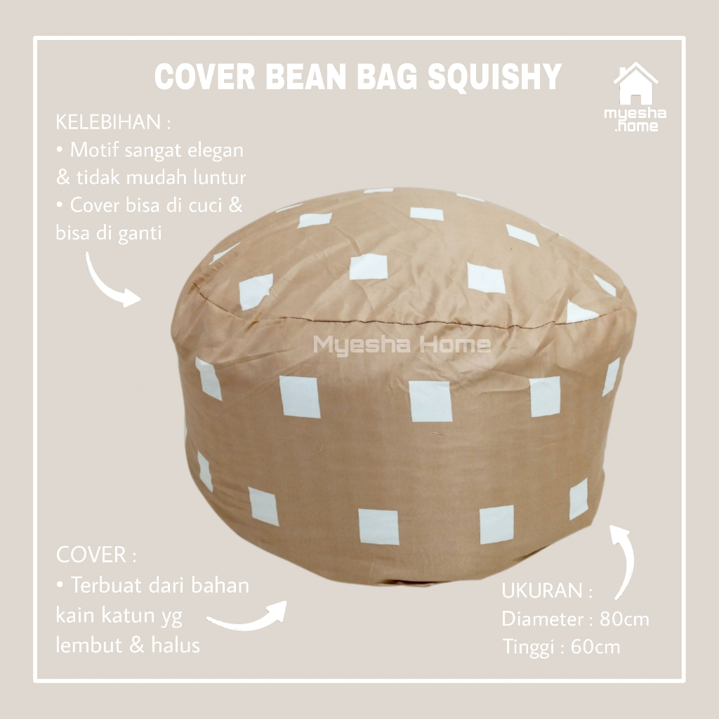 Cover Sofa Bean Bag Squishy / Sarung Sofa Bean Bag Bulat CBS61