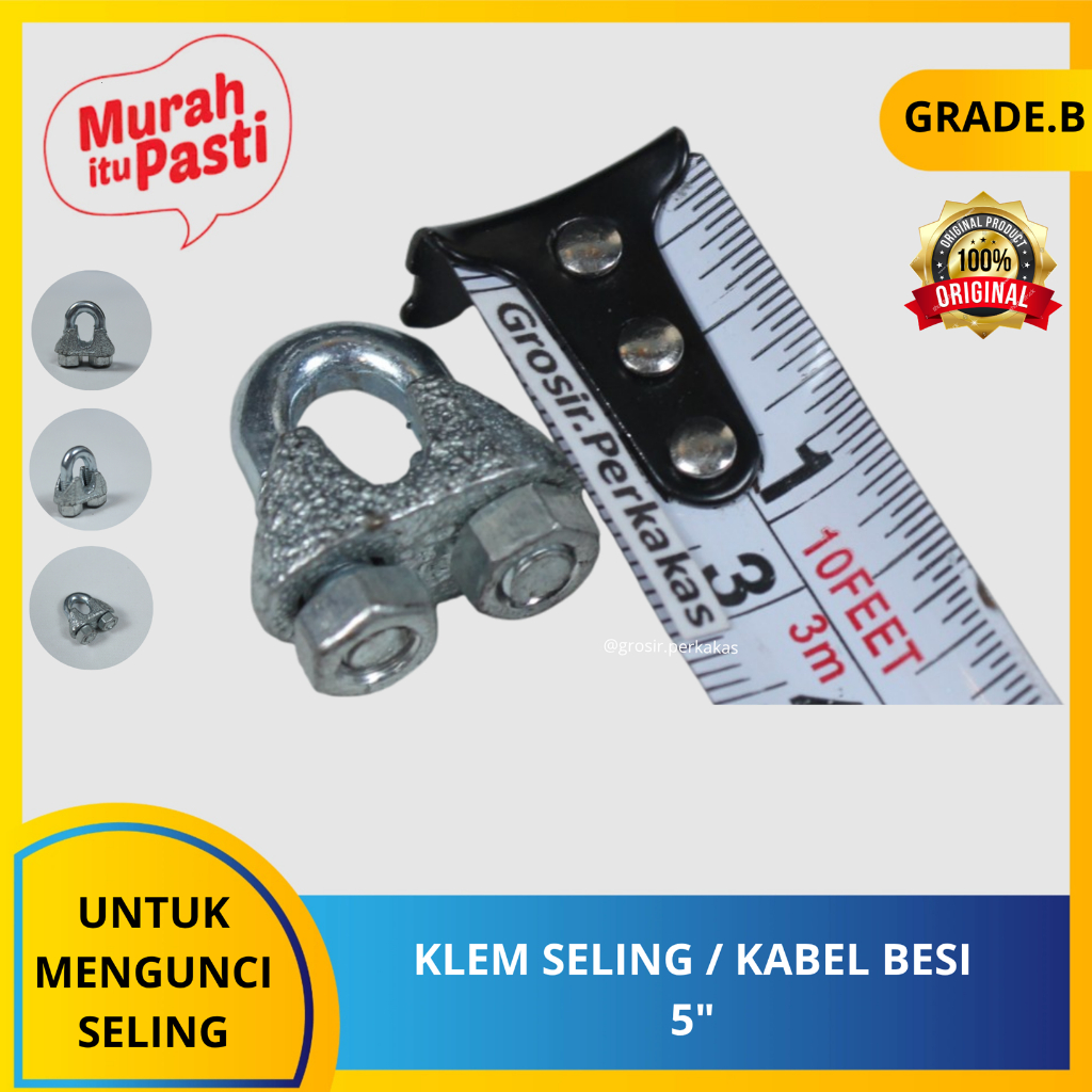 KLEM SELING / KABEL BESI 5" Wire Rope Clip / Kuku Macan Galv 5mm. [B][#KLEM KABEL BESI/KLEM SELING]