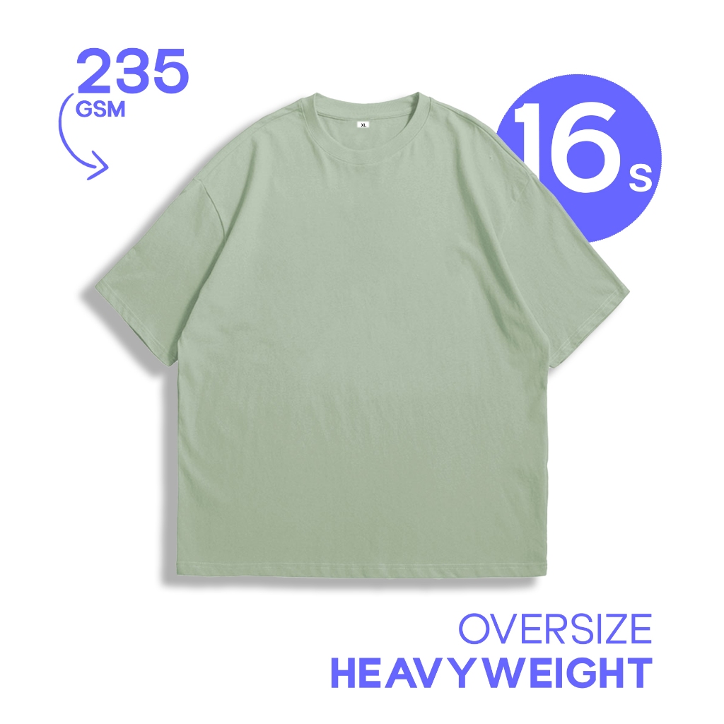 Underwaterclub Tshirt 16s Oversize Heavyweight kaos basic unisex - SAGE GREEN
