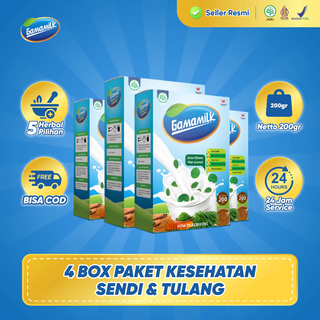 

[ 4 BOX ] GAMAMILK - 4 Box Susu Etawa Ekstrak Gamat dan Ekstrak Daun Kelor Terlaris