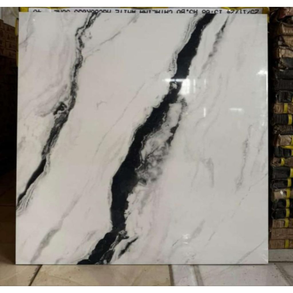 granit lantai 60x60 motif marmer carara nero glazed polished
