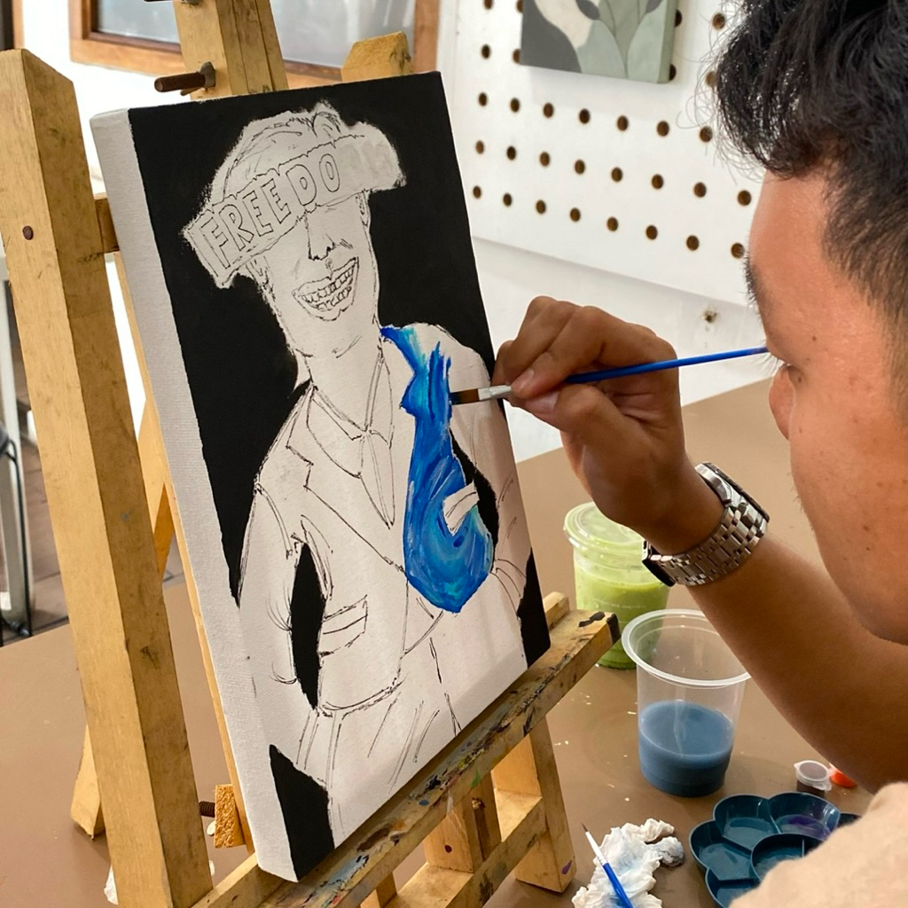 

[maru house] Set Melukis Painting Kit Kanvas 30x20 Cat Akrilik Kuas Palet by Maru House