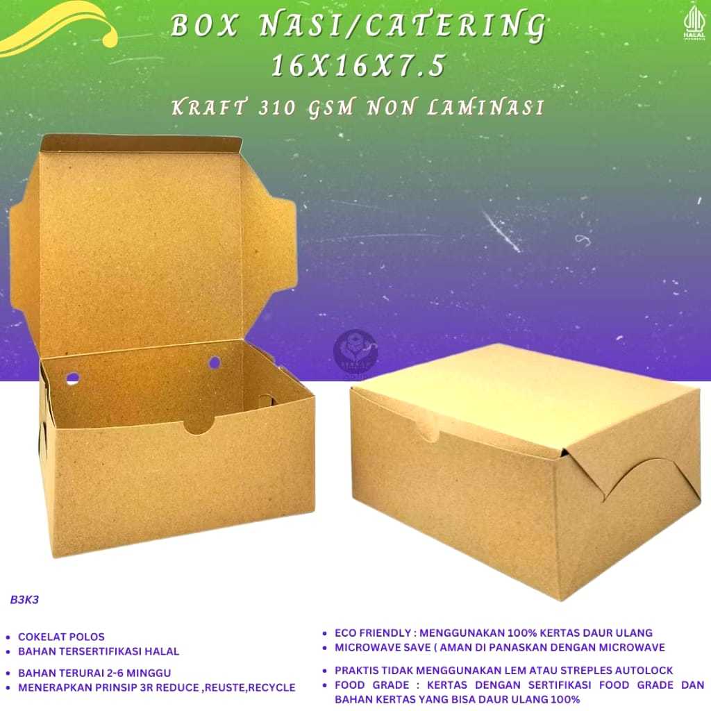Dus Kue 16x16 Box Nasi Non Laminasi (B3K3-16X16X7.5 cm)