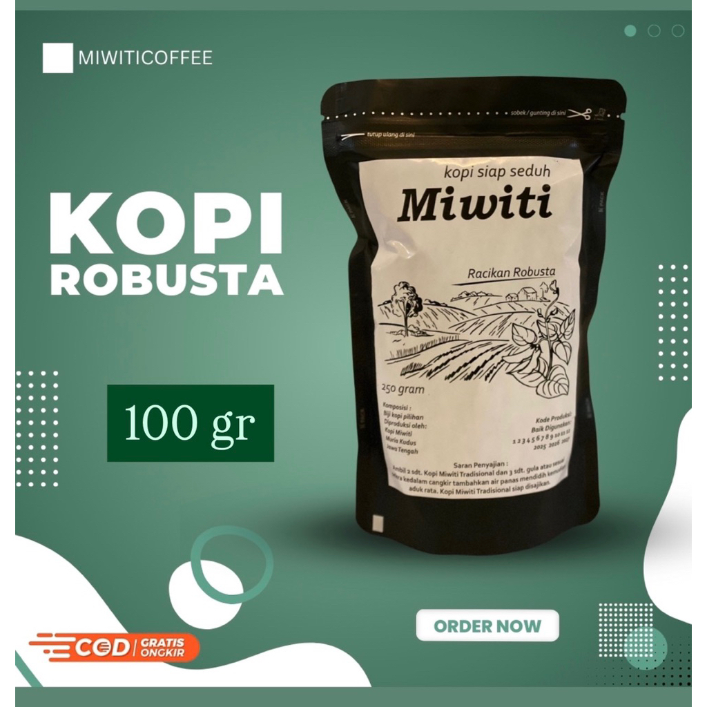 

miwiti coffee || kopi muria kopi robusta 100 gr kopi bubuk kopi murni kopi tulen kopi tanpa campuran