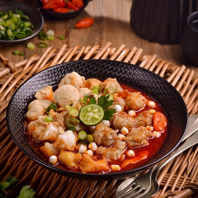 

Bakso Tulangrangu Paket 2 Bks isi 10 Bji + Bumbu Lada Haseum Pedas Mercon Murah Meriah