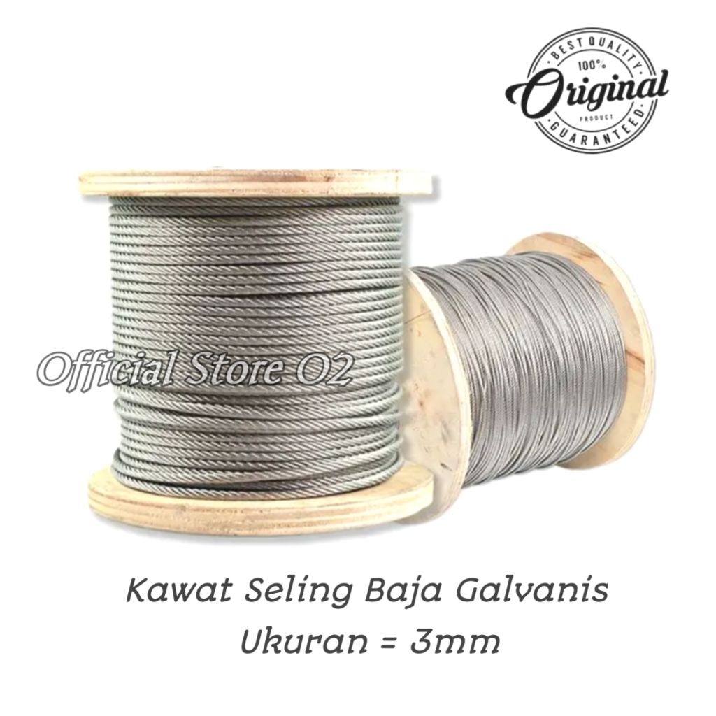 Kawat Seling Baja Galvanis 3mm Tali Seling Galvanis Kabel Sling Baja