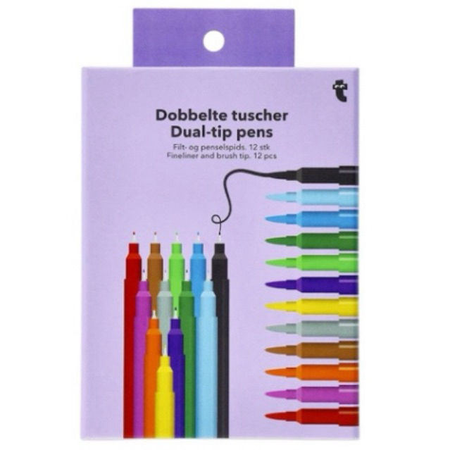 

Dual Tip Fineline or Brush Pen In Box 12Pc | Pen