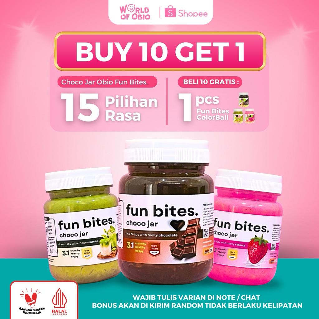 

PAKET BELI 10 GRATIS 1 [RC1S] - BUY 10 GET 1 FREE Choco Jar RICE CRISPY - Bonus RANDOM Cemilan Topping Coklat Leleh