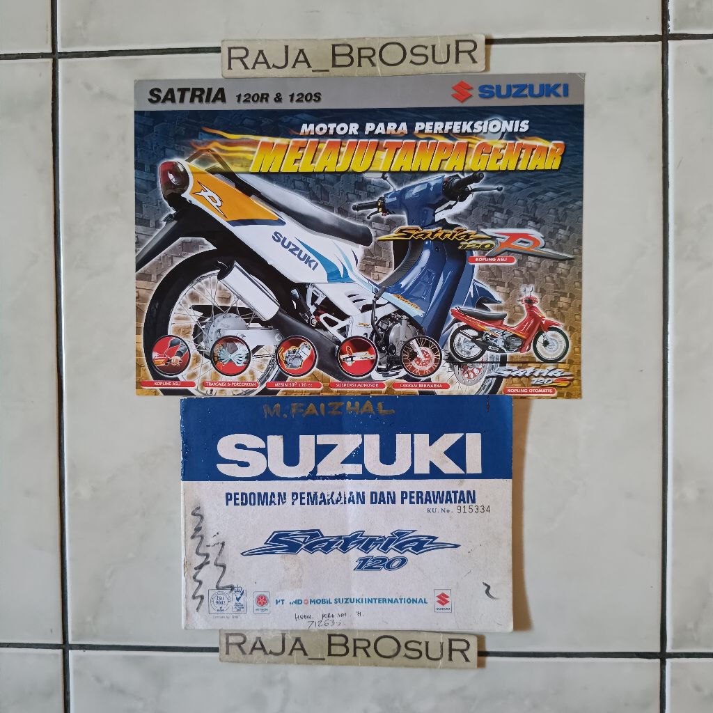 Buku pedoman pemakaian dan perawatan Manual book + Poster brosur katalog flyer Suzuki Satria 120 R S