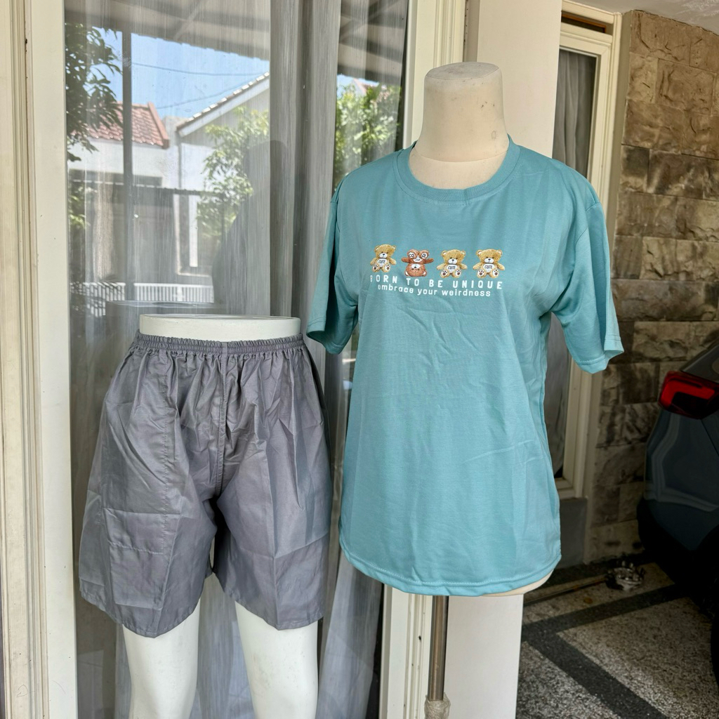 SETELAN KAOS BAJU RUMAH MURAH, KAOS LENGAN PENDEK, KAOS SANTAI WANITA,SETELAN HARIAN WANITA, SETELAN