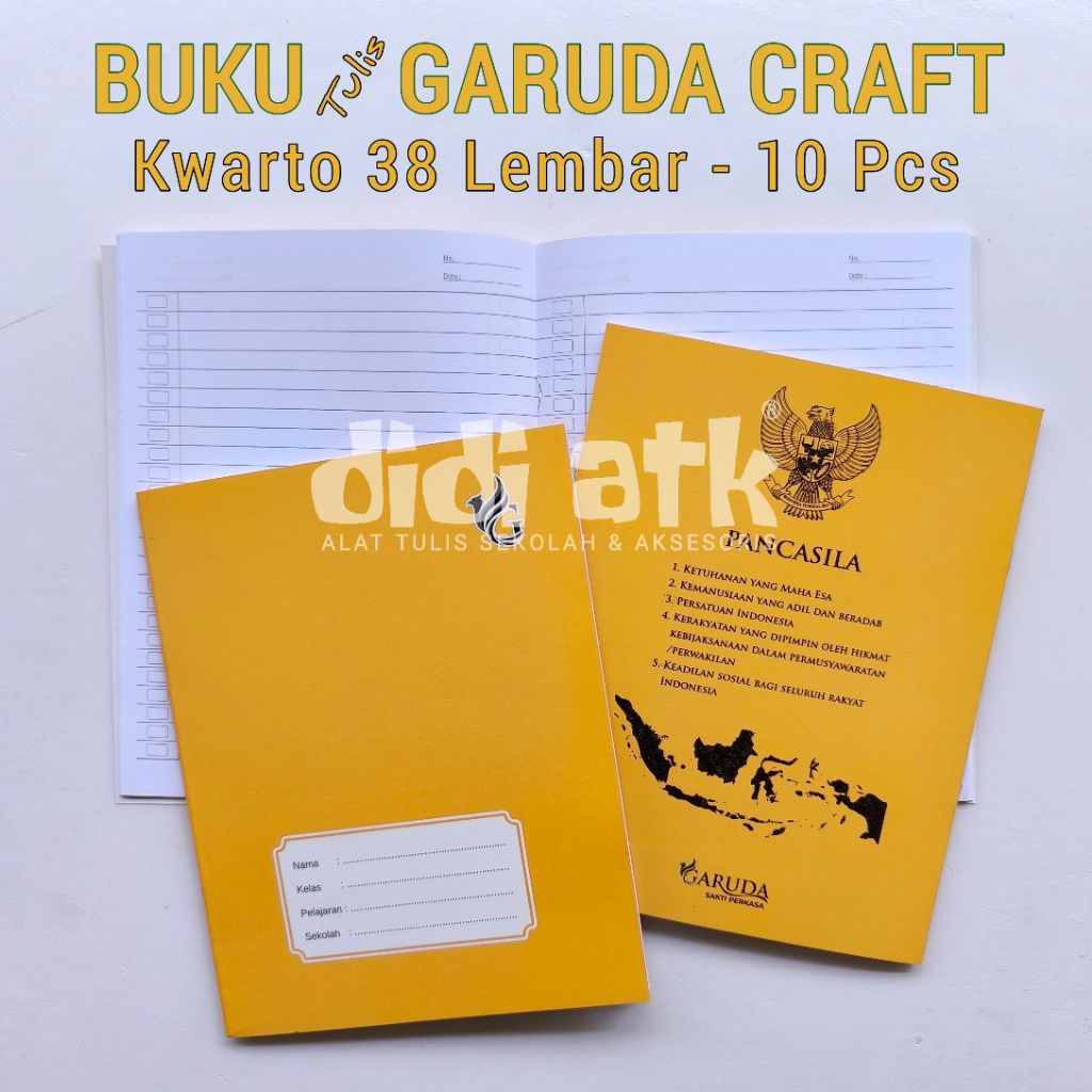 

Buku Tulis Garuda Craft 38 Lembar Cover Coklat 1 Pak (Isi 10 Pcs)