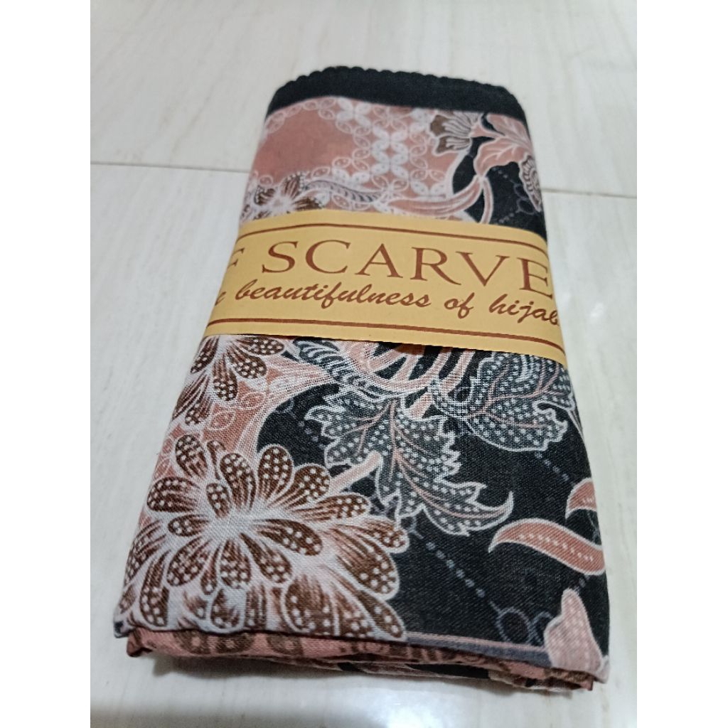 jilbab segi empat motif baru hitam