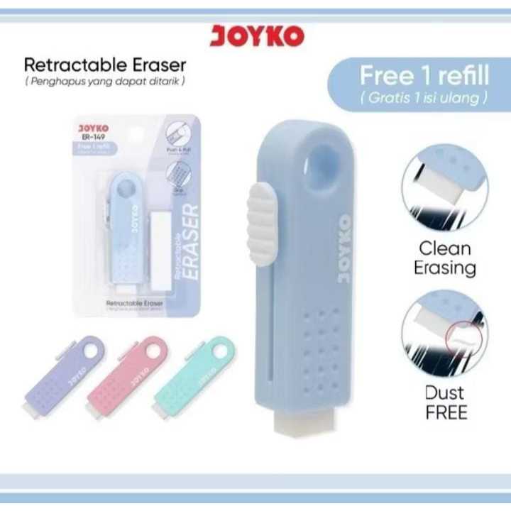 

( 1 BIJI ) Penghapus Eraser Joyko ER-149 Free Isi Refill Retractable Eraser Penghapus Mekanik PASTEL COLORS