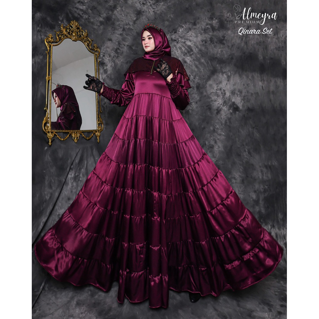 QINARA SET BY ALMEYRA PREMIUM / GAMIS SYARI POLOS / DRESS MUSLIMAH / BAJU LEBARAN TERBARU / BAJU SYA