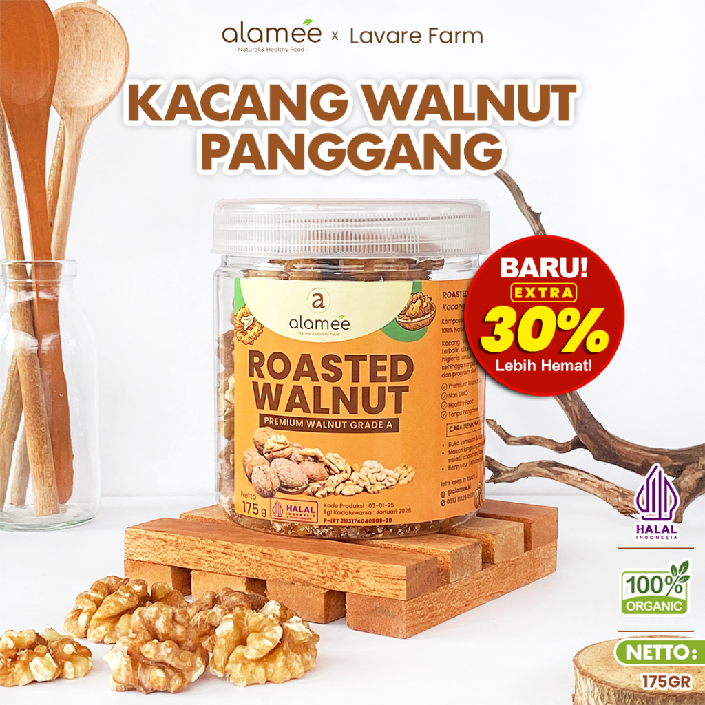 

Roasted Walnut Premium Organic Kacang Panggang Oven Matang Organik kacang kenari 175 gram