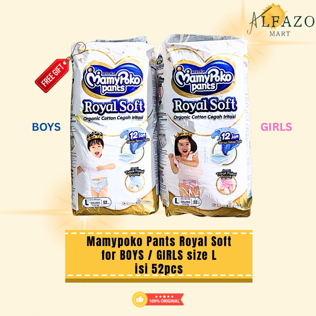 MAMYPOKO PANTS ROYAL SOFT for BOYS or GIRLS // SIZE L isi 52pcs