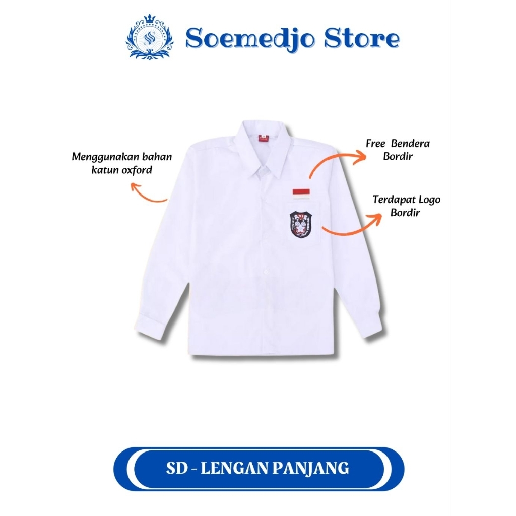 Baju Putih SD Lengan Panjang Pendek / Seragam Sekolah SD / Baju Seragam SD / Baju sekolah SD / Serag