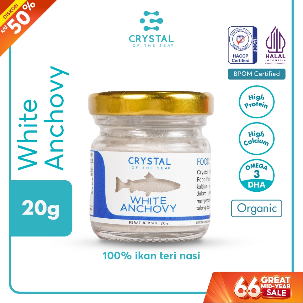 

Cpt10- Crystal of the Sea White Anchovy Powder (20GR) (80GR) / Bubuk Ikan Teri Nasi / Whitebait -