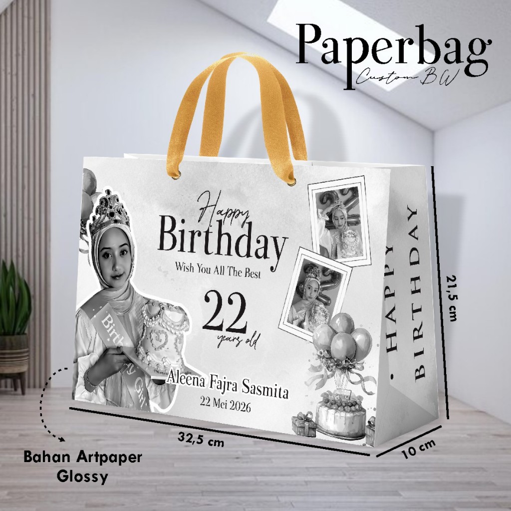 

PAPER BAG ULANG TAHUN CUSTOM TEMA BW - PAPERBAG BAHAN ART PAPER KUALITAS PREMIUM (UAP BW)