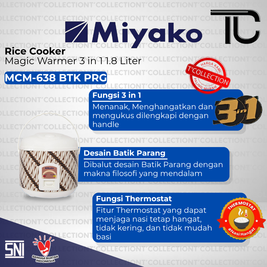 Magicom MCM-638 Batik Parang MIYAKO. Rice Cooker MCM 638 PARANG MIYAKO