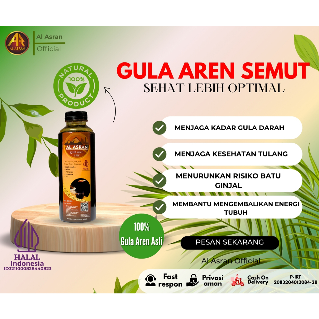 

Gula Aren Cair Al asran 100% gula aren asli tanpa campura tanpa pengawet