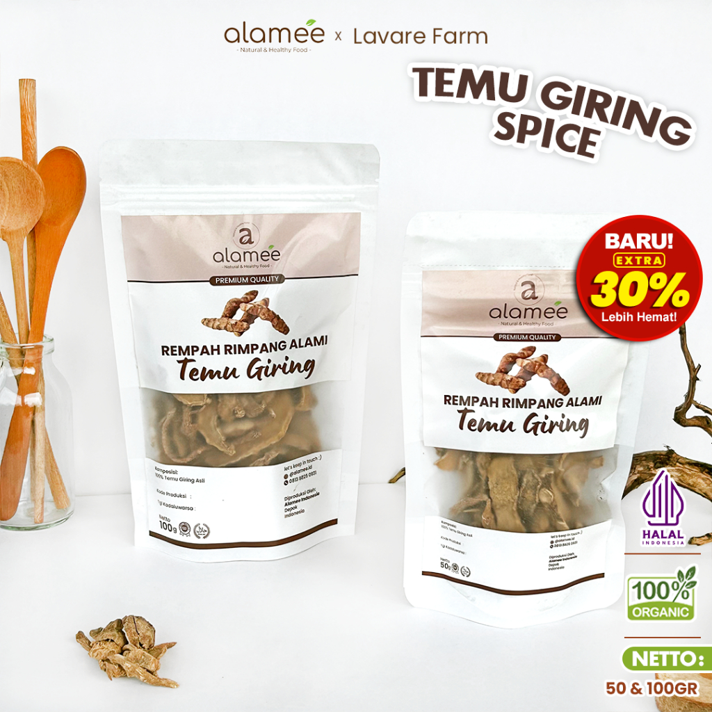 

ALAMEE Temu Giring Kering Organik Iris Kuning Gajah Rempah Rimpang Alami Bumbu Rempah Dapur BUMA