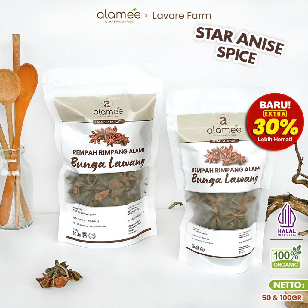 

ALAMEE Bunga Lawang Kering Pekak Star Anise Asli Rempah Kering Rimpang Organik Alami BUMA