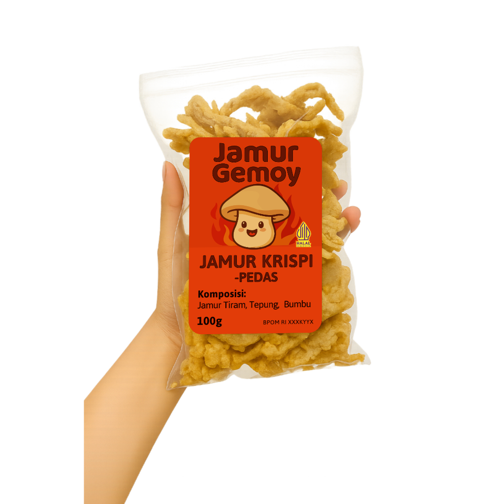 

Jamur Gemoy 100g – Camilan Jamur Tiram Renyah Rasa Pedas Manja